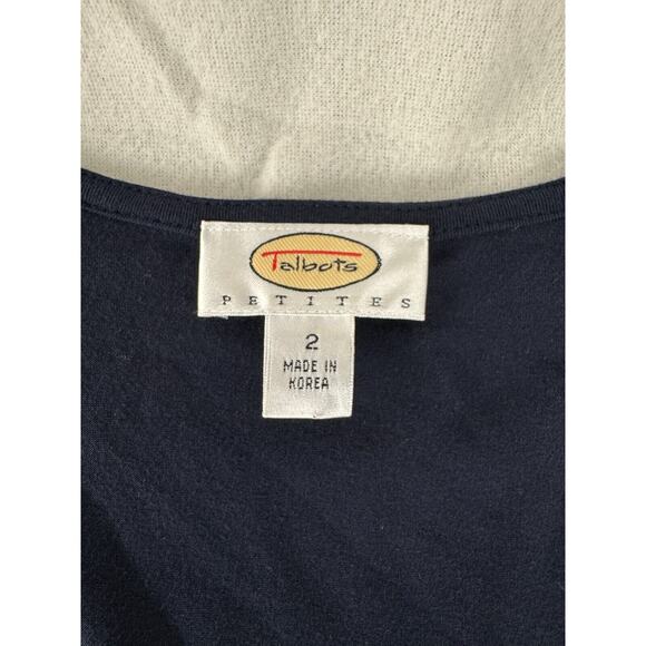 Talbots Petite Sz 2P Wrap Chain Link Print Stretch A Line Midi Dress Navy White - Picture 8 of 10